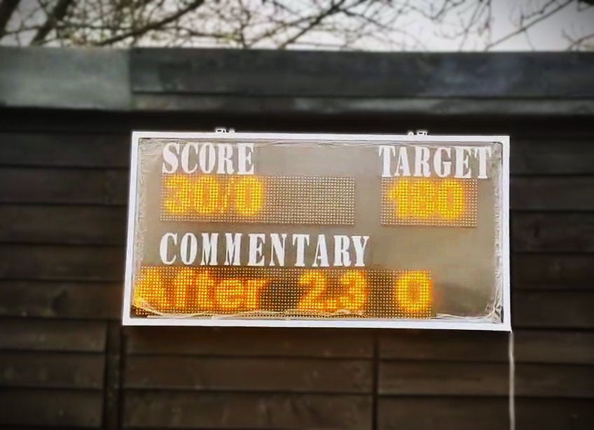 D2display scoreboard installed at Wingrave Sports Club